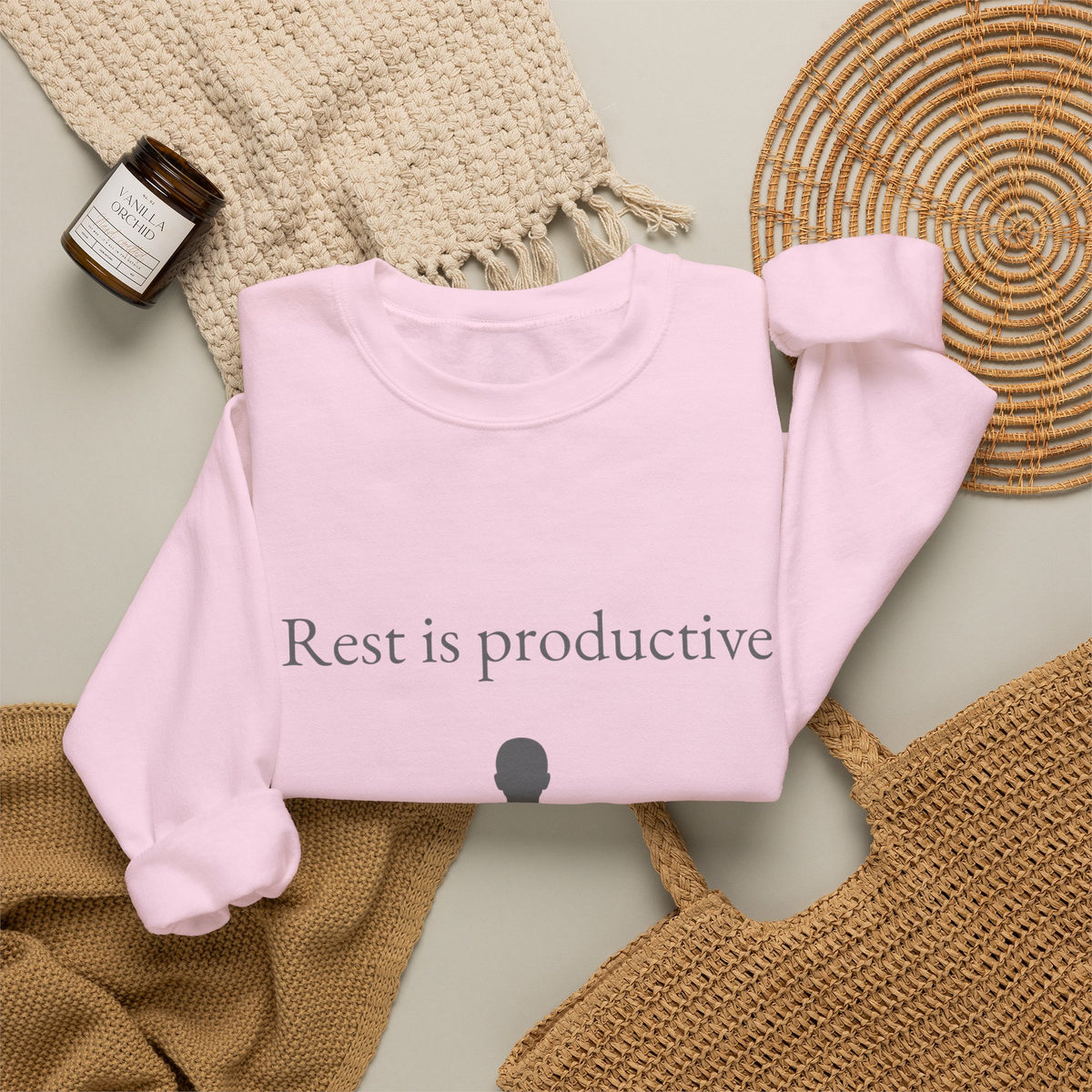 “Rest Is Productive” Minimalist Self-Care Sweatshirt