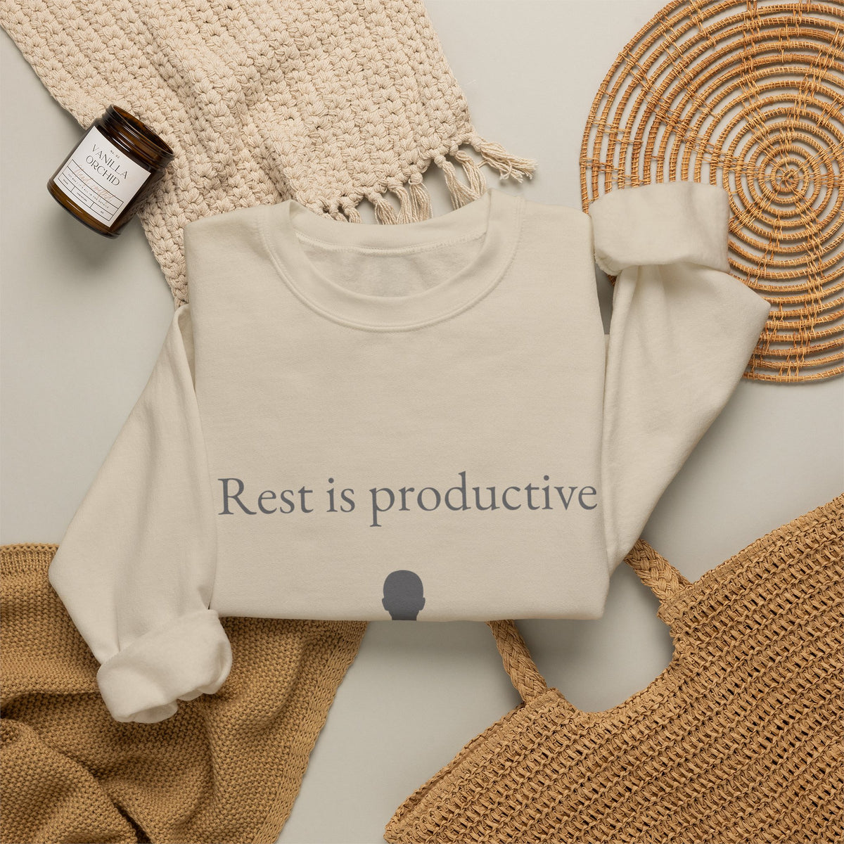 “Rest Is Productive” Minimalist Self-Care Sweatshirt